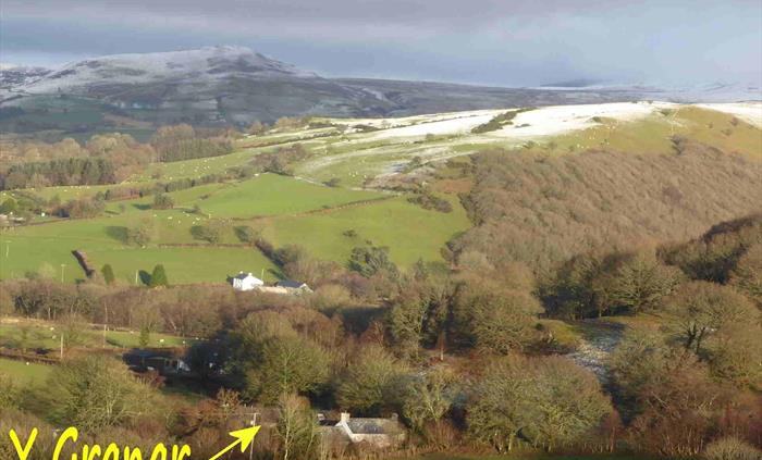 Picture of of the location of y Granar in the foothills of the Cambrian Mountains